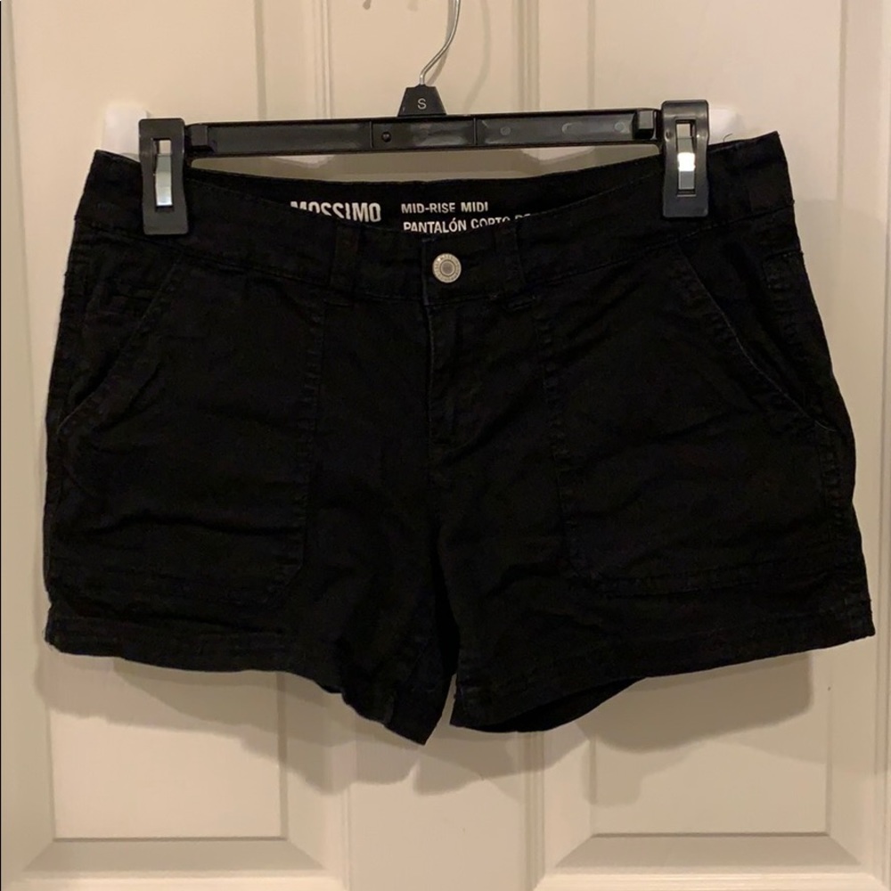 Mossimo Mid Rise Black Cargo Shorts